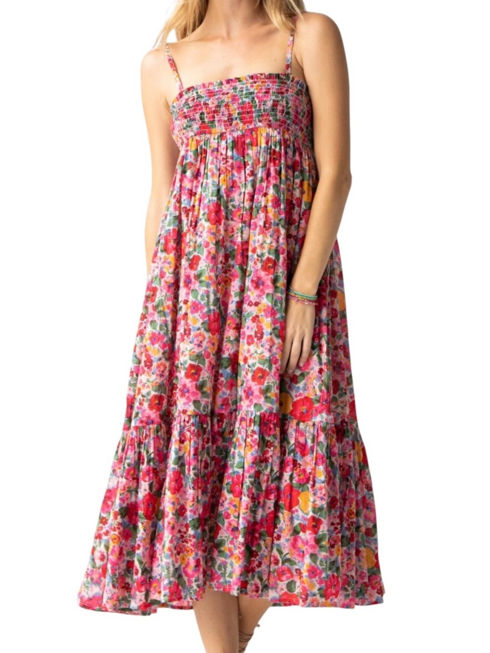 NATURAL LIFE Pink Floral Midi Dress Maxi Skirt Convertible Medium NWT Cotton - Picture 1 of 11